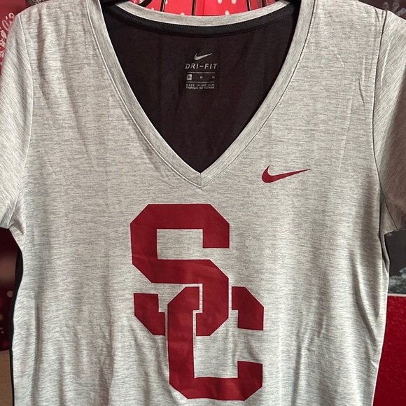 Nike Tops - Nike Dri-FIT V-Neck Shirt in Gray and Red